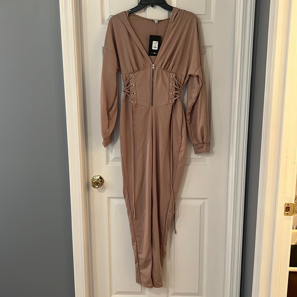Long sleeve jumpsuit with hood